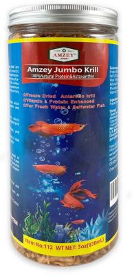 Amzey Freeze-Dried Jumbo Krill Fish Food, 3 oz.