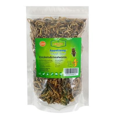Amzey Dried Mealworms with Dried Cricket Reptile Food