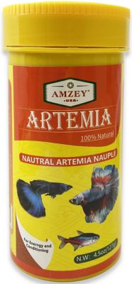 Amzey De-Capsulated Artemia Nauplii (Non-Hatching) Brine Shrimp Eggs Fish Feed, 4.5 oz.
