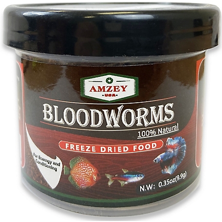 Amzey Freeze-Dried Bloodworm Fish Food, 0.35 oz.