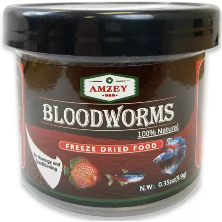 Amzey Freeze Dried Bloodworm Fish Food 0.35 oz. Fish Food