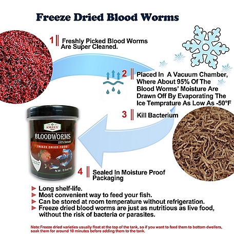 Amzey Freeze-Dried Bloodworm Fish Food, 0.35 oz. at Tractor Supply Co.