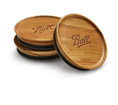 Image showing  Wide Mouth Wooden Lids, 3 ct.