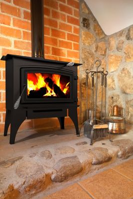 Image showing 7 th Pleasant Hearth 2200 sq. ft. Wood Stove with Stainless Steel Ash Lip and Blower, GWS-1800-B