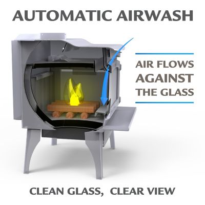 Image showing 8 th Pleasant Hearth 2200 sq. ft. Wood Stove with Stainless Steel Ash Lip and Blower, GWS-1800-B