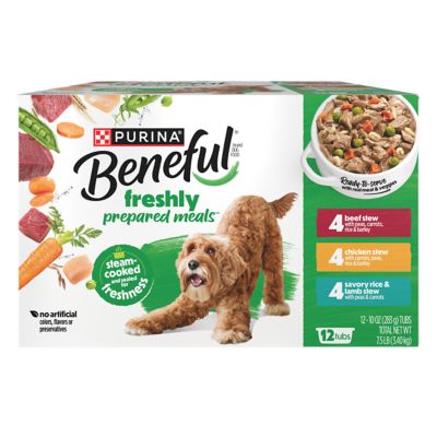 Purina Beneful Adult Chicken, Beef and Lamb in Gravy Wet Dog Food Variety Pack, 10 oz. Tray, Pack of 12