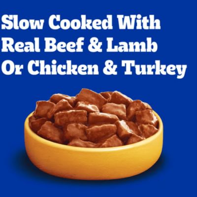 Image showing  High-Protein Adult Chicken and Turkey/Beef and Lamb in Gravy Wet Dog Food Variety Pack, 13.2 oz., Pack of 12 Cans
