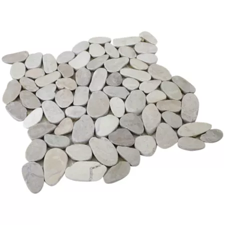 Rain Forest White Sliced Pebble Tiles 12-in x 12-in 5-Piece Landscape Rocks