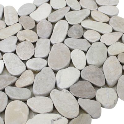 Image showing  White Sliced Pebble Tiles, 12 in. x 12 in., 5 pc.
