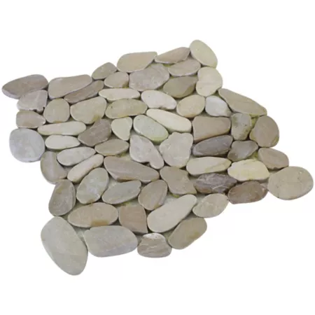 Rain Forest Tan Sliced Pebble Tiles 12-inch x 12-inch 5-Piece Landscape Rocks