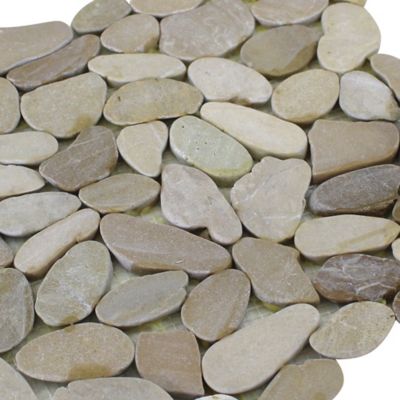 Image showing  Tan Sliced Pebble Tiles, 12 in. x 12 in., 5 pc.