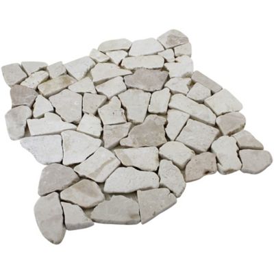 Rain Forest White Stone Mosaic Pebble Tiles, 12 in. x 12 in., 5 pc.