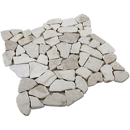 Rain Forest White Stone Mosaic Pebble Tiles, 12 in. x 12 in., 5 pc.
