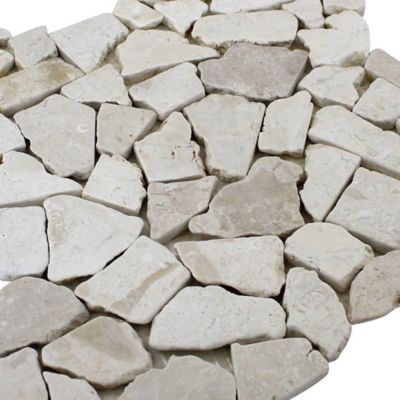 Image showing  White Stone Mosaic Pebble Tiles, 12 in. x 12 in., 5 pc.