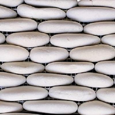Image showing  Tan Stone Mosaic Pebble Tiles, 12 in. x 12 in., White, 5 pc.