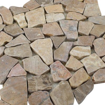 Image showing  Tan Stone Mosaic Pebble Tiles, 12 in. x 12 in., Tan, 5 pc.