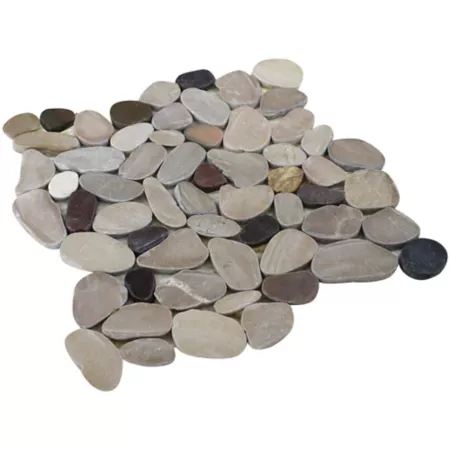 Rain Forest Brown/Brown/Cherry Sliced Pebble Tiles 12-inch x 12-inch 5-Piece Landscape Rocks