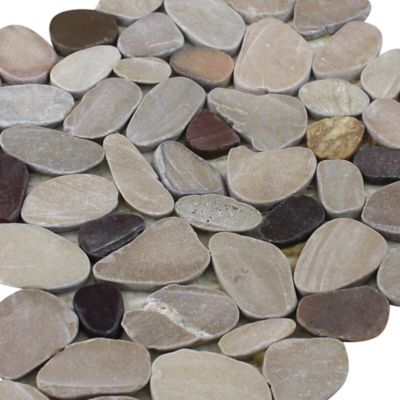 Image showing  Tan/Brown/Cherry Sliced Pebble Tiles, 12 in. x 12 in., 5 pc.
