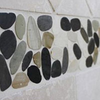 Image showing  Tan/Brown/Cherry Sliced Pebble Tiles, 12 in. x 12 in., 5 pc.