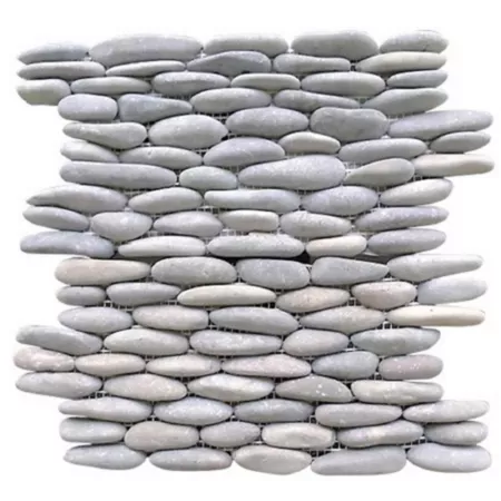 Rain Forest Light Gray Stacked Pebble Stone Tile 12-inch x 12-inch 5-Piece Landscape Rocks