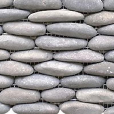 Image showing  Light Grey Stacked Stone Pebble Tiles, 12 in. x 12 in., 5 pc.