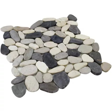 Rain Forest White/Grey/Dark Gray Sliced Pebble Tiles 12-in x 12-in 5-Piece Landscape Rocks