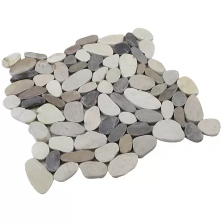 Rain Forest White/Grey/Beige Sliced Pebble Tiles 12-in x 12-in 5-Piece Landscape Rocks