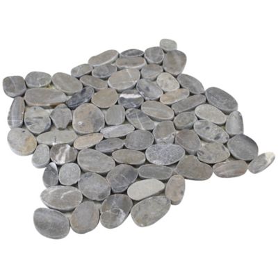 Rain Forest Light Grey Sliced Pebble Tiles, 12 in. x 12 in., 5 pc.