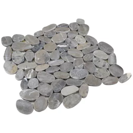 Rain Forest Light Gray Sliced Pebble Tiles 12-in x 12-in 5-Piece Landscape Rocks