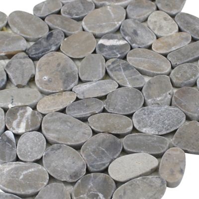 Image showing  Light Grey Sliced Pebble Tiles, 12 in. x 12 in., 5 pc.