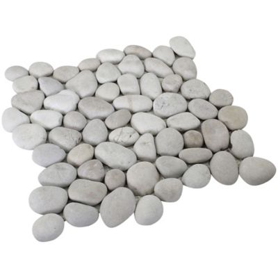 Rain Forest White Natural Pebble Tiles, 12 in. x 12 in., 5 pc.