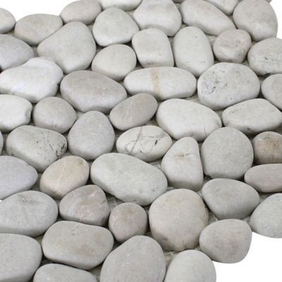 Image showing  White Natural Pebble Tiles, 12 in. x 12 in., 5 pc.