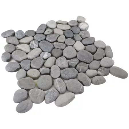 Rain Forest Light Gray Natural Pebble Tile 12-inch x 12-inch 5-Piece Landscape Rocks