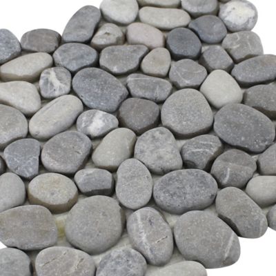 Image showing  Light Grey Natural Pebble Tiles, 12 in. x 12 in., 5 pc.