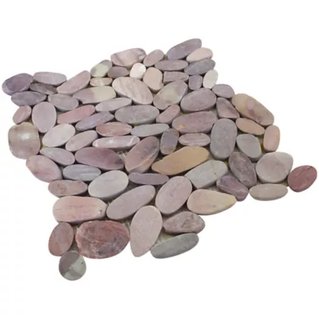 Calaka Berry Rain Forest Honed Sliced Pebble Tiles 12-inch x 12-inch 5-Piece Landscape Rocks