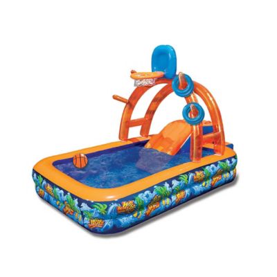 Banzai Wild Waves Water Park with Sprinkling Arch, Basketball Hoop and Ring Toss Game