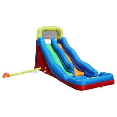 Banzai Double Drop Raceway Inflatable Water Racing Slide with 2 Steep Drops and Climbing Wall