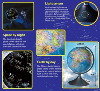 Image showing 9 th Brainstorm Toys 2-in-1 Earth and Constellations Glow-in-the-Dark Globe STEM Toy