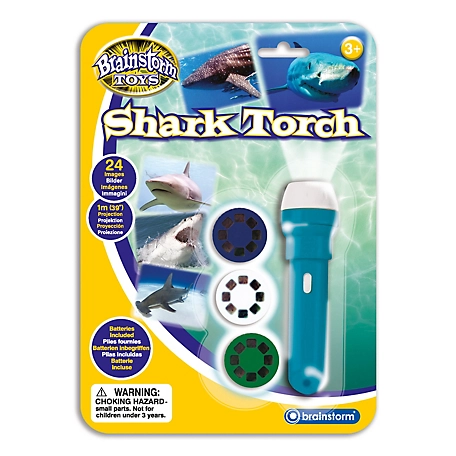 Brainstorm Toys Shark Torch Flashlight and Projector with 24 Shark Images, STEM Toy