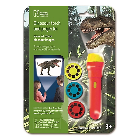 Natural History Museum Dinosaur Flashlight and Projector STEM Toy, 24 Color Dinosaur Images