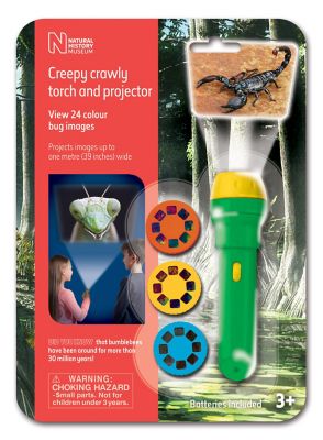 Natural History Museum Creepy Crawly Flashlight and Projector STEM Toy, 24 Color Bug Images