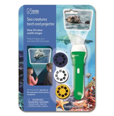 Natural History Museum Sea Creatures Flashlight and Projector STEM Toy, 24 Color Sea Life Images