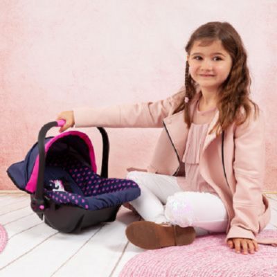 Image showing 8 th Bayer Baby Doll Deluxe Car Seat with Canopy, Blue/Pink