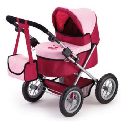 Bayer Baby Doll Trendy Pram Stroller, Red/Pink