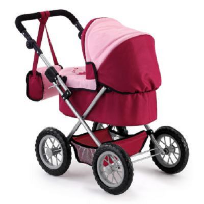 Image showing  Baby Doll Trendy Pram Stroller, Red/Pink