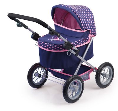 Image showing  Baby Doll Trendy Pram Stroller, Navy/Pink