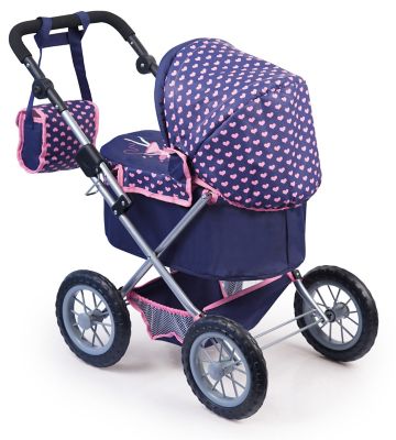 Image showing  Baby Doll Trendy Pram Stroller, Navy/Pink