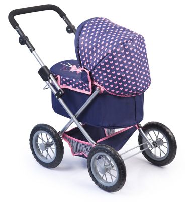Image showing  Baby Doll Trendy Pram Stroller, Navy/Pink