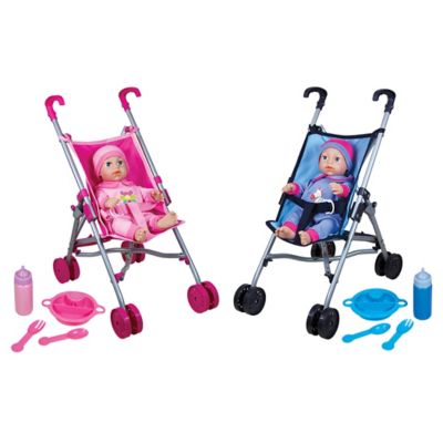 Lissi Baby Twin Doll Umbrella Stroller with Two 12 in. Toy Baby Dolls