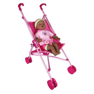 Lissi 16 in. African American Baby Doll and Umbrella Stroller Set, 16 in. Doll